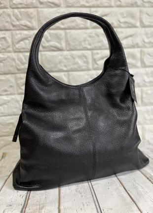 Велика шкіряна сумка шопер чорна італія нова колекція2 фото