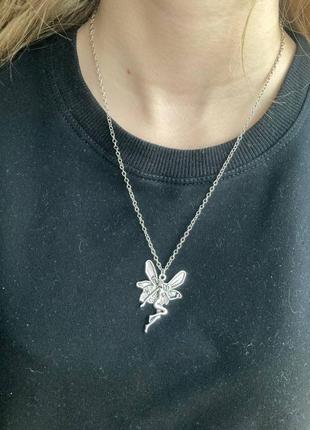 Кулон ангел цепочка подвеска фея с крыльями