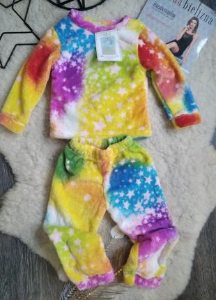 Пижама детская махра теплая девочка мальчик 4-5 лет