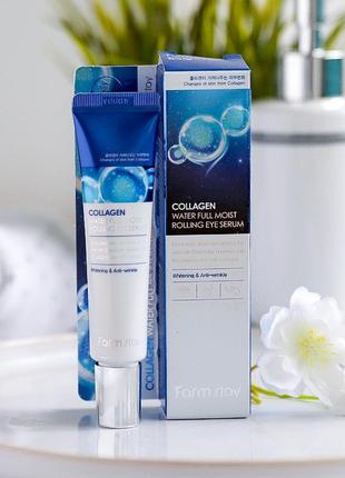 Ліфтингова сироватка-ролер із колагеном для шкіри навколо очей farmstay collagen water full moist