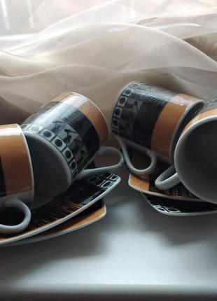 Чашки с блюдцами кофейный сервиз 4 персоны2 фото
