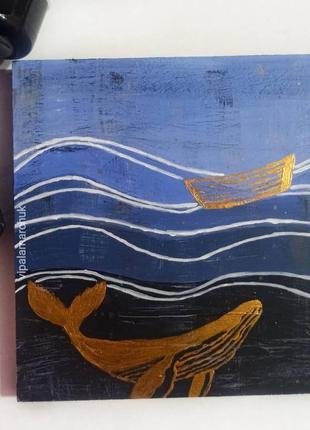 Картина море,човен,кит,косатка,океан1 фото