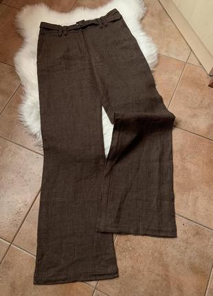 Льняные качественные брюки от бренда hm в красивом коричневом цвете 100% лен6 фото