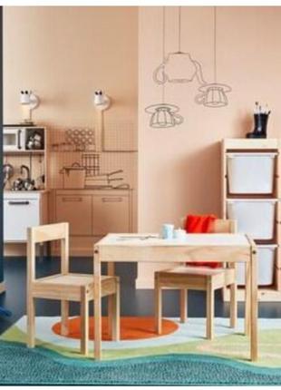 Ikea latt. икеа летт. детский стол + 2 стула. подарок для детей от ikea.3 фото