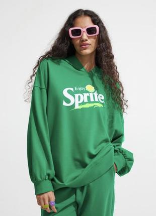 Свитшот кофта худи толстовка h&amp;m с принтом sprite на флисе