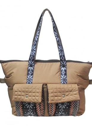 Легка жіноча текстильна сумка, бежева сумочка на кожен день
