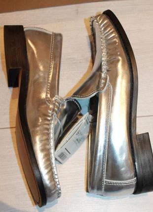 Кожаные серебряные туфли лоферы mango - 37, 38, 406 фото