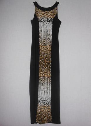 Красивое летнее платье в пол без рукавов ab studio, чёрное с леопардовой вставкой1 фото