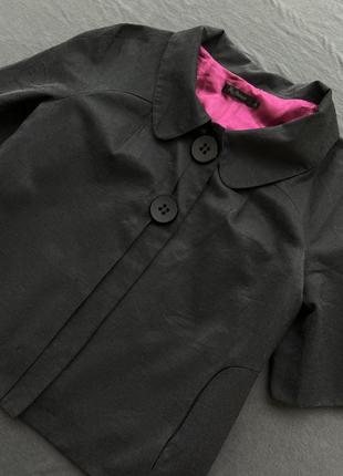Пиджак укороченный с блеском черный серый1 фото