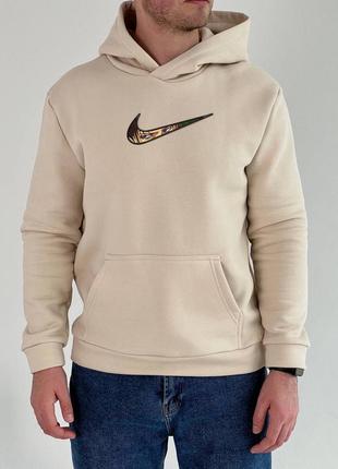 Худі чоловічий утеплений на флісі бежевого кольору