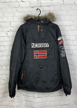 Куртка мужская зимняя парка черная анорак norway geographical стильная шикарная
