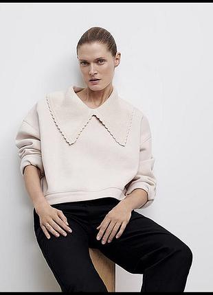 Свитшот zara с вязаным воротником