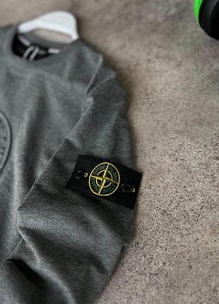 Мужской свитшот stone island серый весенний осенний | мужская кофта без капюшона стон айле...
