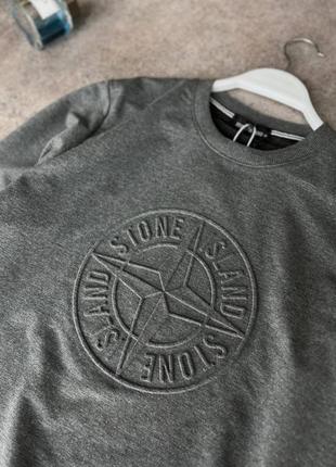 Мужской свитшот stone island серый весенний осенний | мужская кофта без капюшона стон айленд демисезонная7 фото