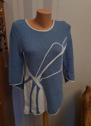 Асіметричний блакитний  джемпер светр бавовна  ассиметричный хлопковый джемпер свитер1 фото