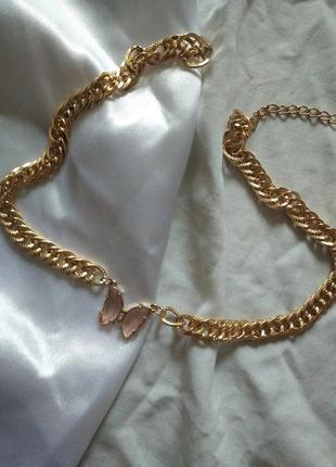 Кольє чокер з метеликом