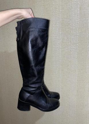 Чорні шкіряні ботфорти, жіночі чоботи зимові 38 розміру9 фото