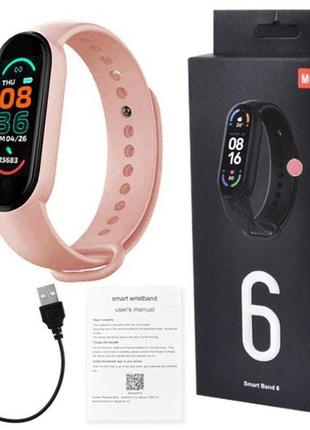 Фітнес браслет fitpro smart band m6 (смарт годинник, пульсоксиметр, пульс). колір рожевий