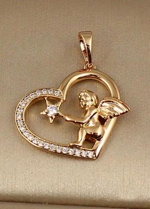 Кулон xuping jewelry амур и звезда 2.1 см золотистый