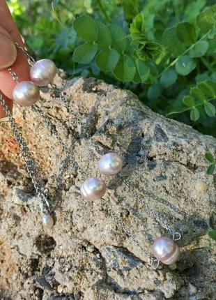 Кольє - чокер з ліловими перлами "адель"1 фото