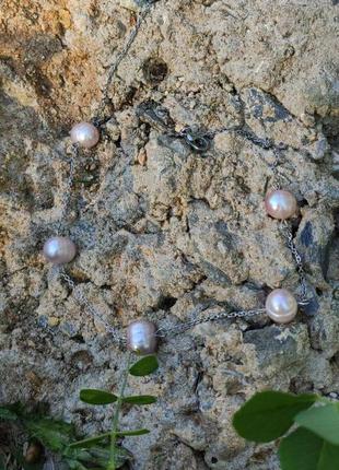 Кольє - чокер з ліловими перлами "адель"2 фото