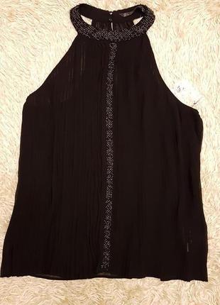 Плиссированная шифоновая блузка zara с бисером.