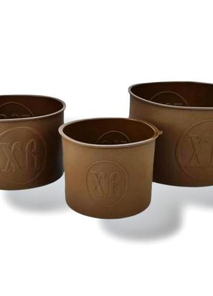 Набір форм із 3 штук для випікання пасхи, хліба, кексів, рожнів, пасок, кулічів силіконова з літерами хв коричневий