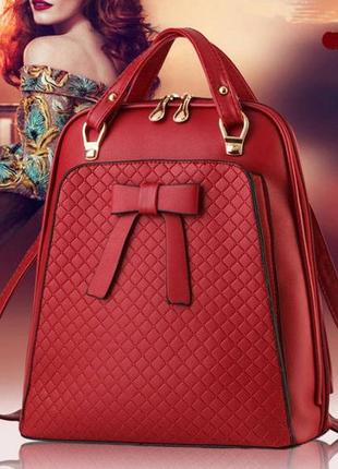 Великий жіночий рюкзак сумка червоний