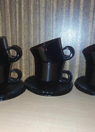 Кофейний набор, скляні чашки та блюдця ilona з малюнком afrodita2 фото
