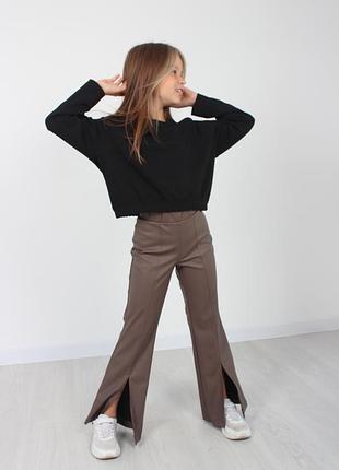 Штани клеш екошкіра для дівчинки р.140-158