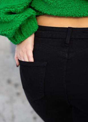 Жіночі чорні утеплені джинси скінні4 фото