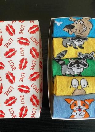 5 пар | подарунковий бокс жіночих мультяшних шкарпеток | прикольні шкарпетки