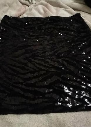 Юбка велюр паетка шик