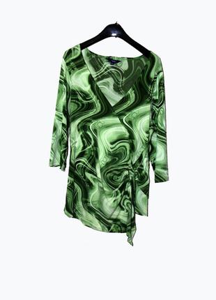 Reitmans/брендовая асимметричная зеленая блуза1 фото