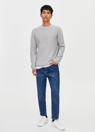 Pull & bear светр свитер молодежный вязаный р. m серый  мужской кофта джемпер