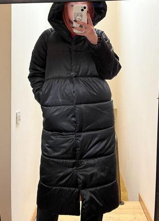 Курточка зимняя длинная синтепон черная8 фото