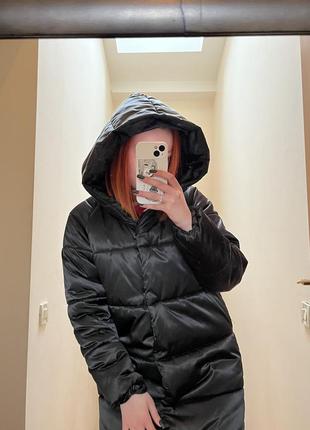 Курточка зимняя длинная синтепон черная7 фото