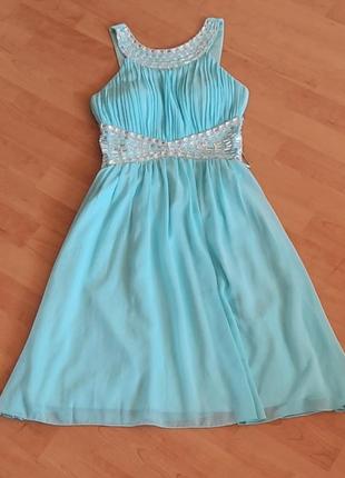Вечернее голубое платье со сразами quiz 42-44 размер3 фото