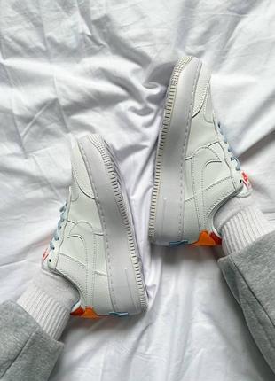 Женские кожаные кроссовки nike air force 1 shadow "white/orange#найк6 фото