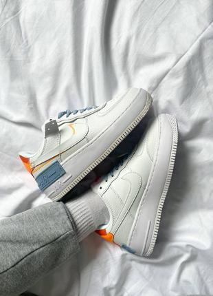 Женские кожаные кроссовки nike air force 1 shadow "white/orange#найк7 фото