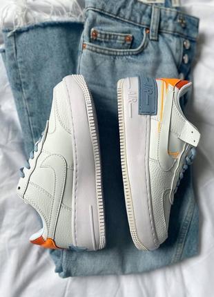 Женские кожаные кроссовки nike air force 1 shadow "white/orange#найк9 фото