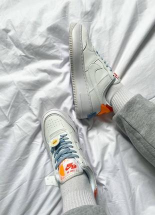 Женские кожаные кроссовки nike air force 1 shadow "white/orange#найк4 фото