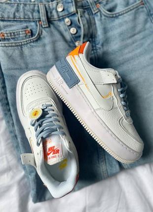 Женские кожаные кроссовки nike air force 1 shadow "white/orange#найк10 фото