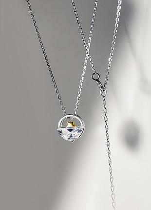 Подвеска серебряная морская золотая звезда, цепочка с кулоном, серебро 925 пробы, длина 40+4,5 см