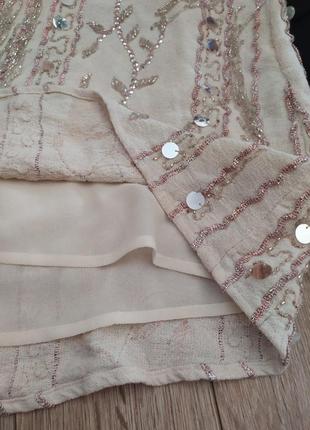 Майка блуза нарядна топ в паєтках з бісером5 фото