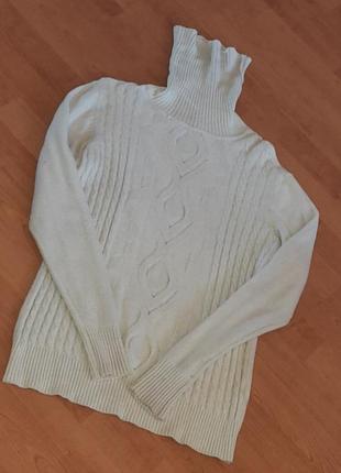 Білий теплий светр водолазка 42-441 фото