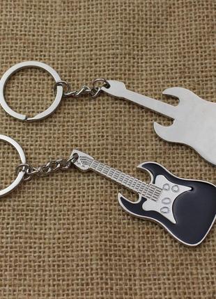Брелок для ключей музыкальный, гитара, металлический (черный)2 фото