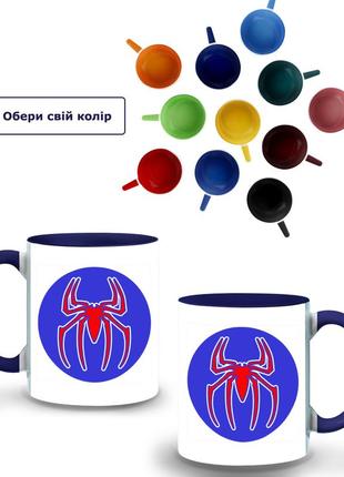 Кружка цветная человек паук марвел (spiderman marvel) (9762-1446-nb) темно-синий
