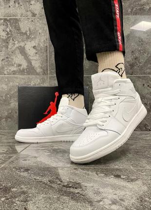 Мужские высокие кожаные кроссовки nike air jordan 1 #найк