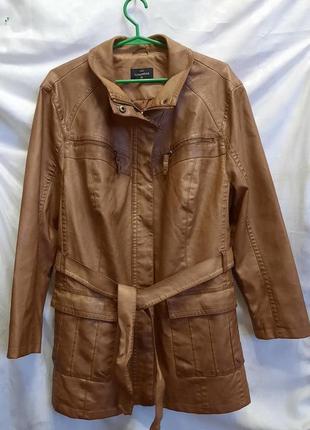 Женская длинная куртка outerwear из эко кожи c&amp;a, разм. 56/58